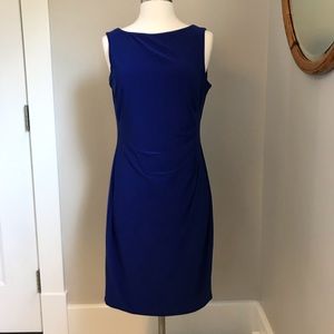 Anne Klein Fitted Blue Ruched Sleeveless Dress